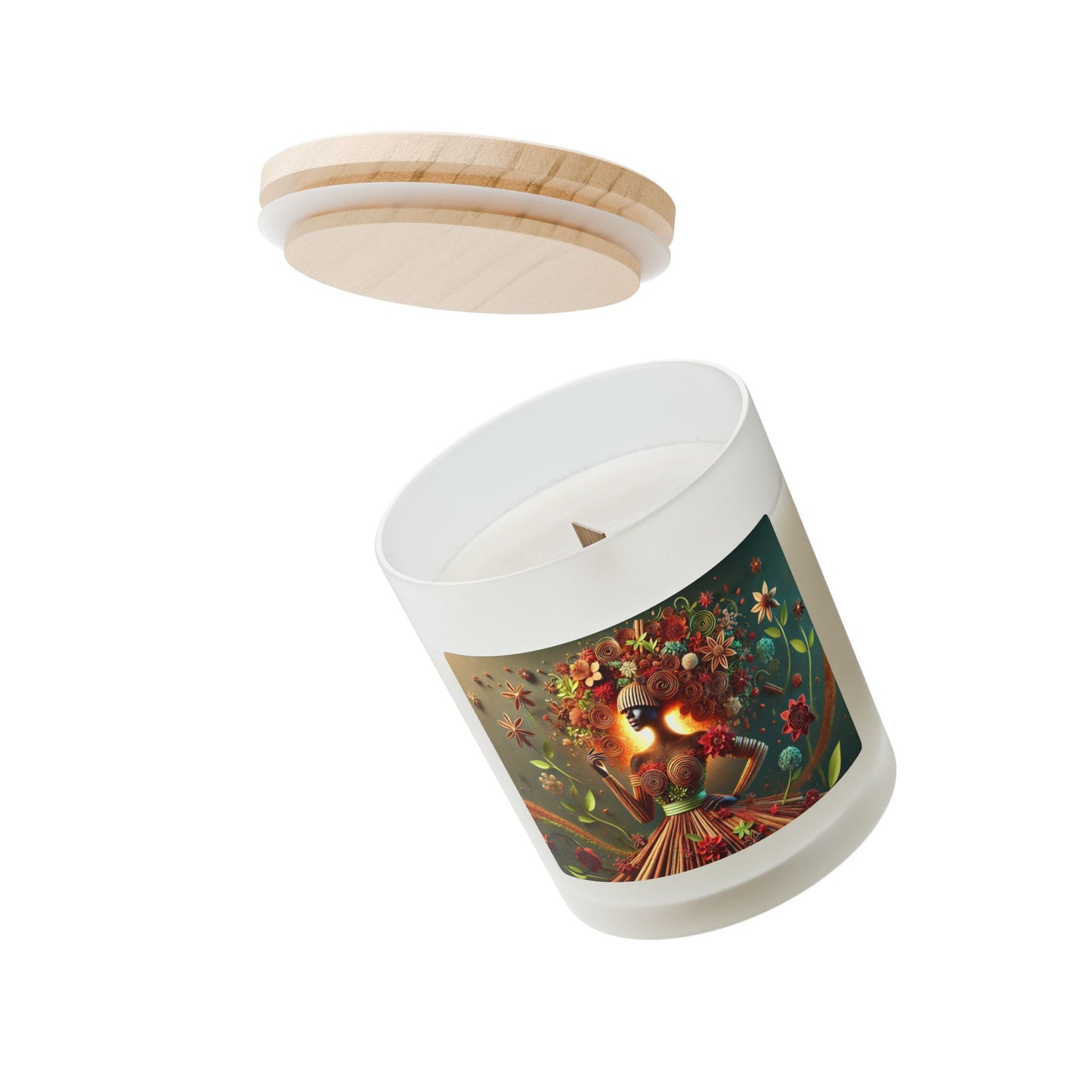 Just Bloom Frosted Glass Candle with Wooden Crackling Wick, 11oz