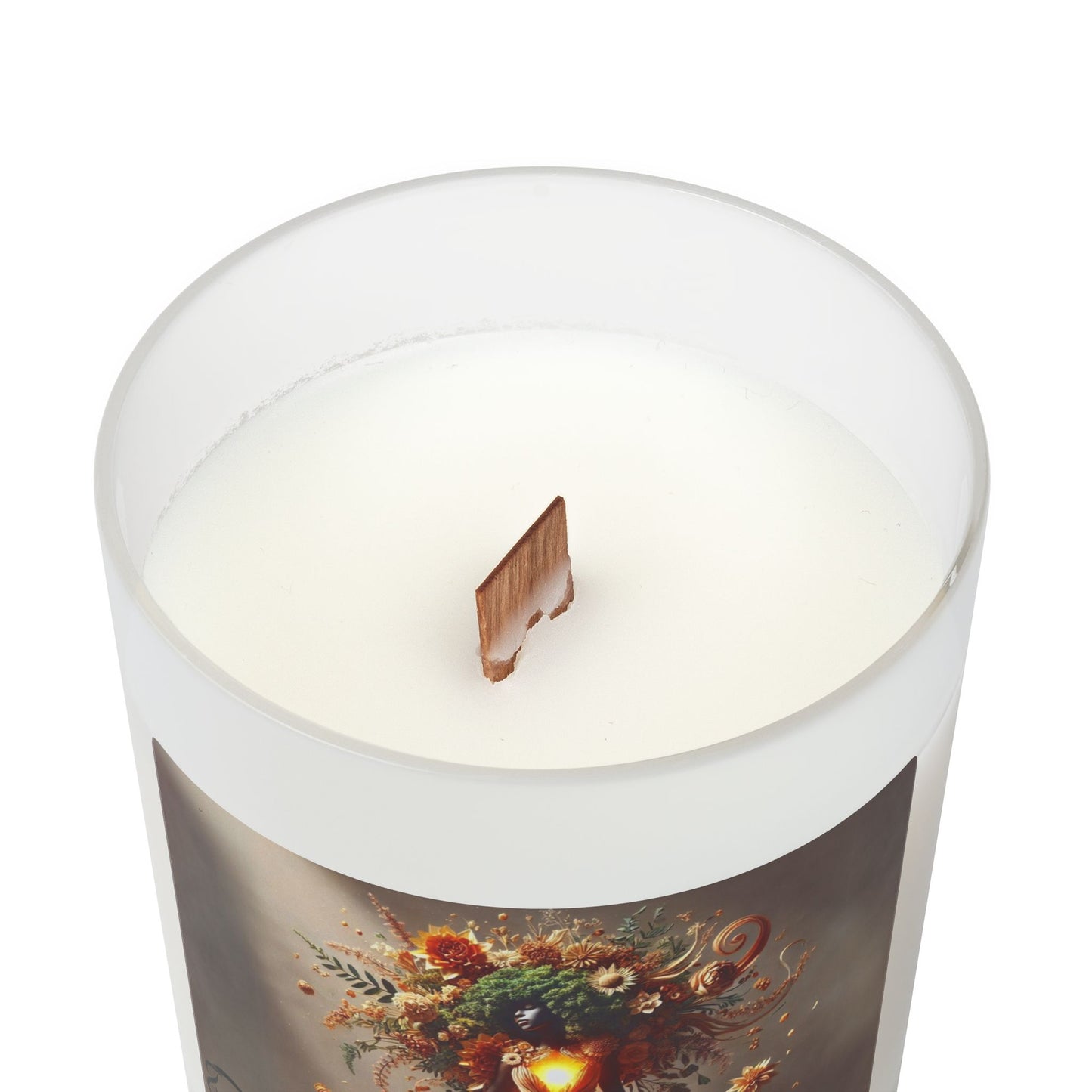 Just Bloom Frosted Glass Candle with Wooden Crackling Wick, 11oz