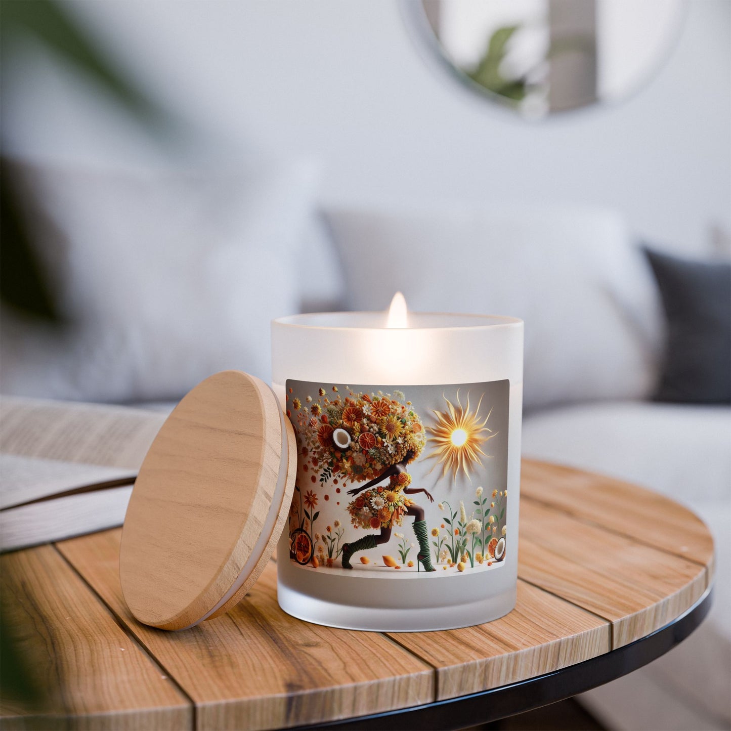 Just Bloom Frosted Glass Candle with Wooden Crackling Wick, 11oz