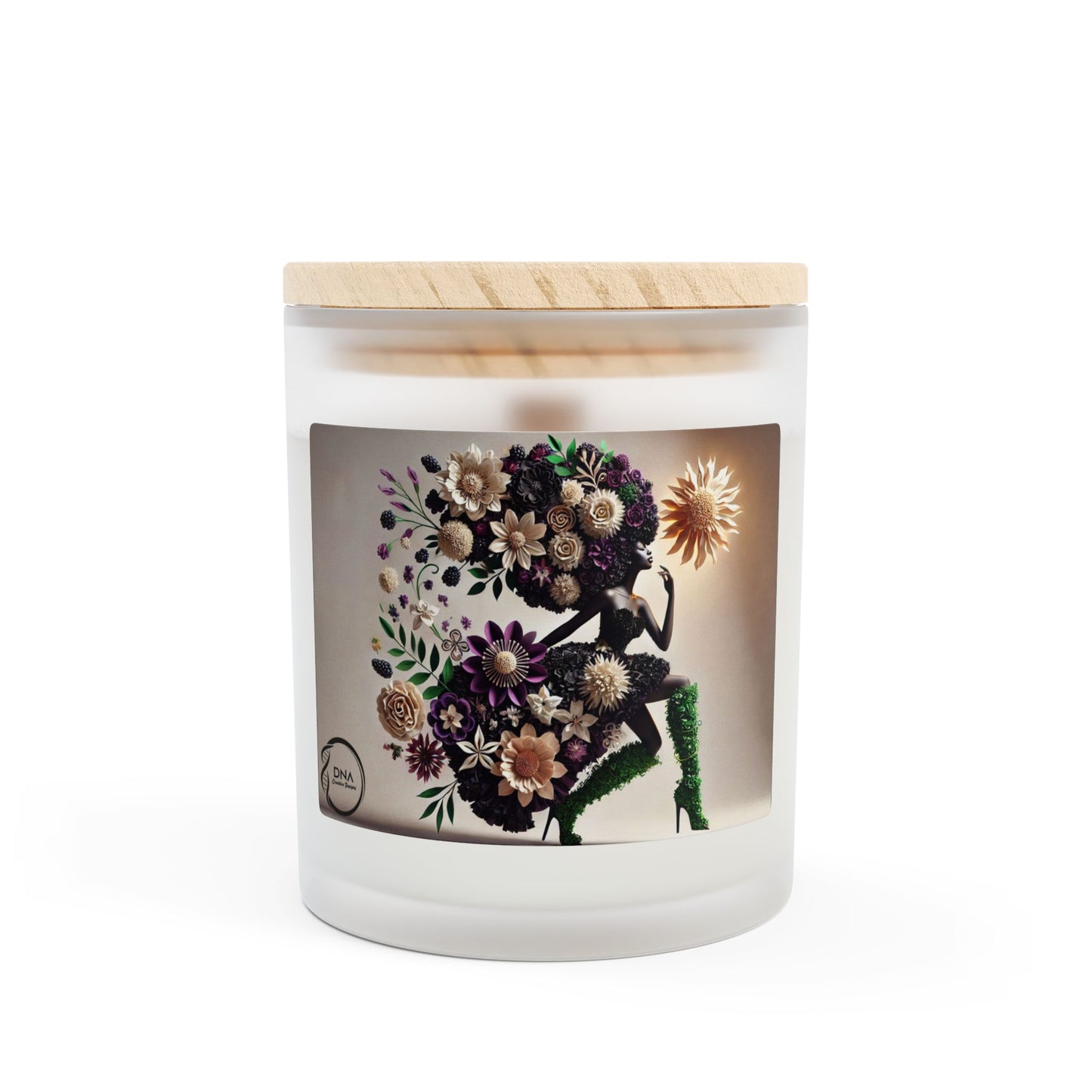 Just Bloom Frosted Glass Candle with Wooden Crackling Wick, 11oz