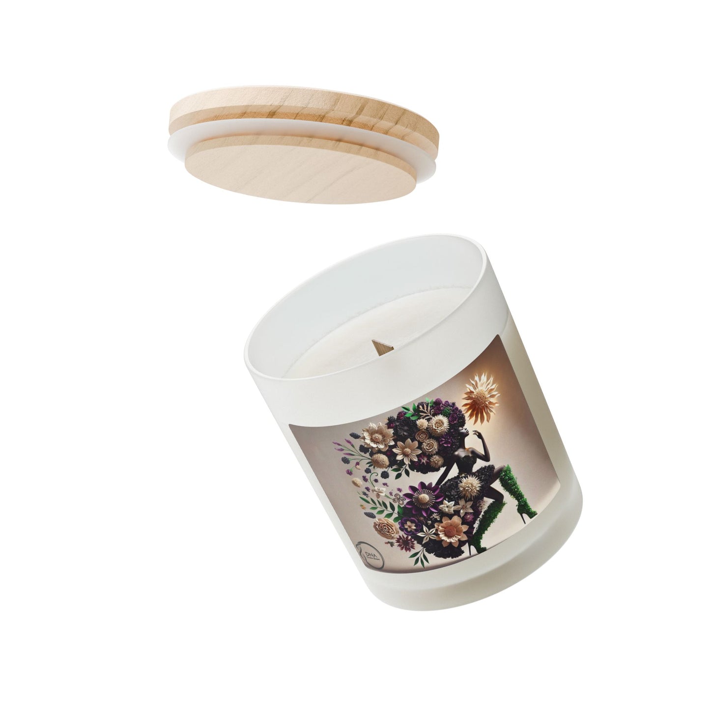 Just Bloom Frosted Glass Candle with Wooden Crackling Wick, 11oz