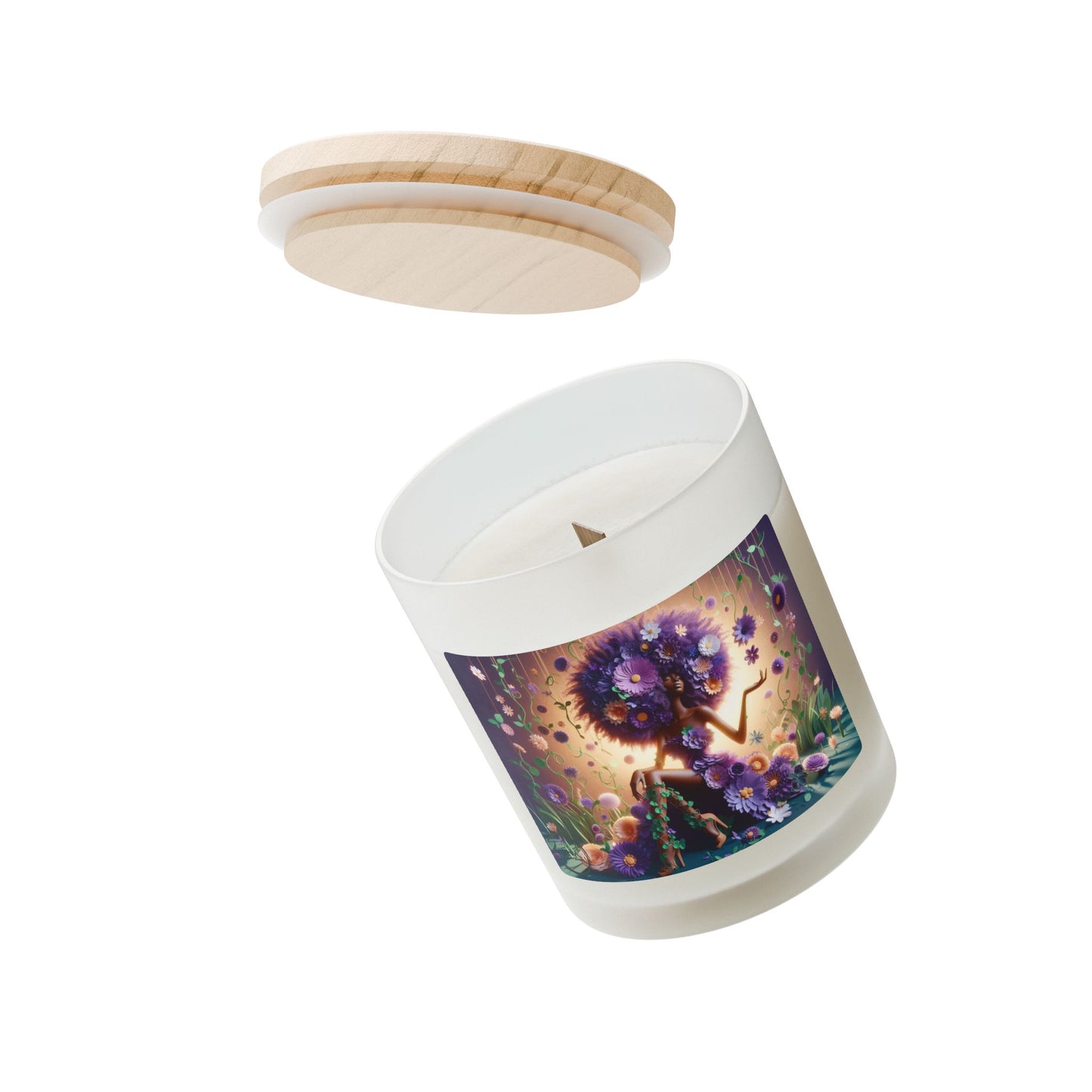 Just Bloom Frosted Glass Candle with Wooden Crackling Wick, 11oz
