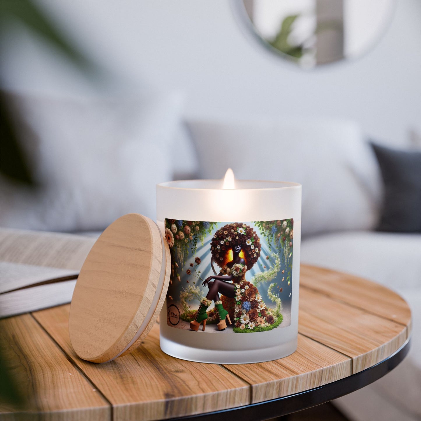 Just Bloom Frosted Glass Candle with Wooden Crackling Wick, 11oz