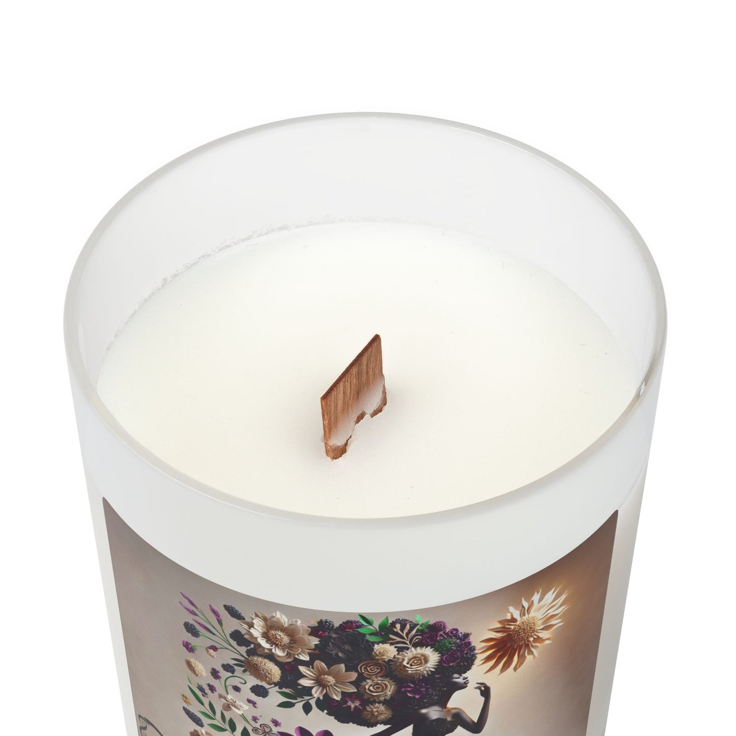 Just Bloom Frosted Glass Candle with Wooden Crackling Wick, 11oz