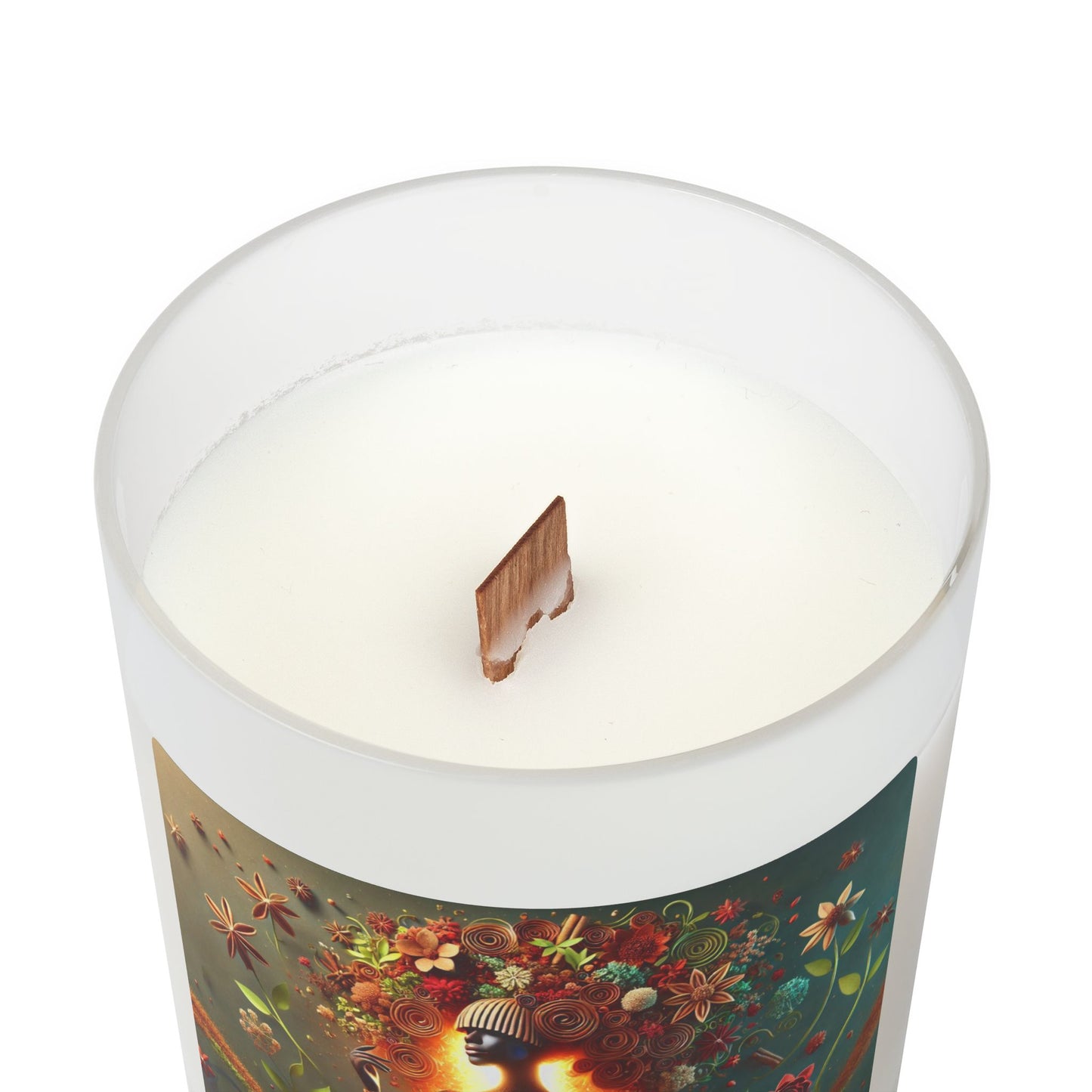 Just Bloom Frosted Glass Candle with Wooden Crackling Wick, 11oz