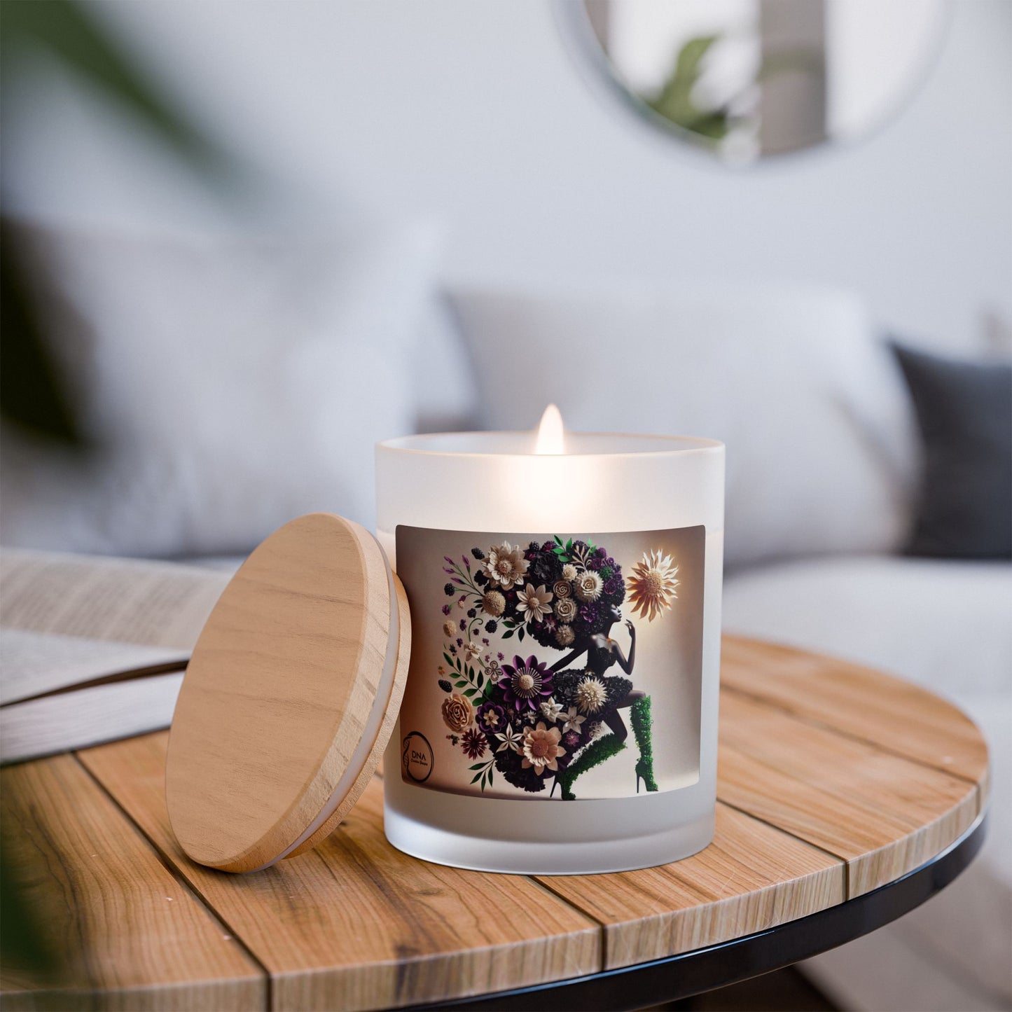 Just Bloom Frosted Glass Candle with Wooden Crackling Wick, 11oz