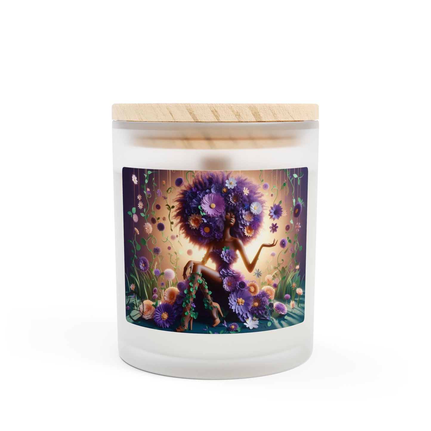 Just Bloom Frosted Glass Candle with Wooden Crackling Wick, 11oz