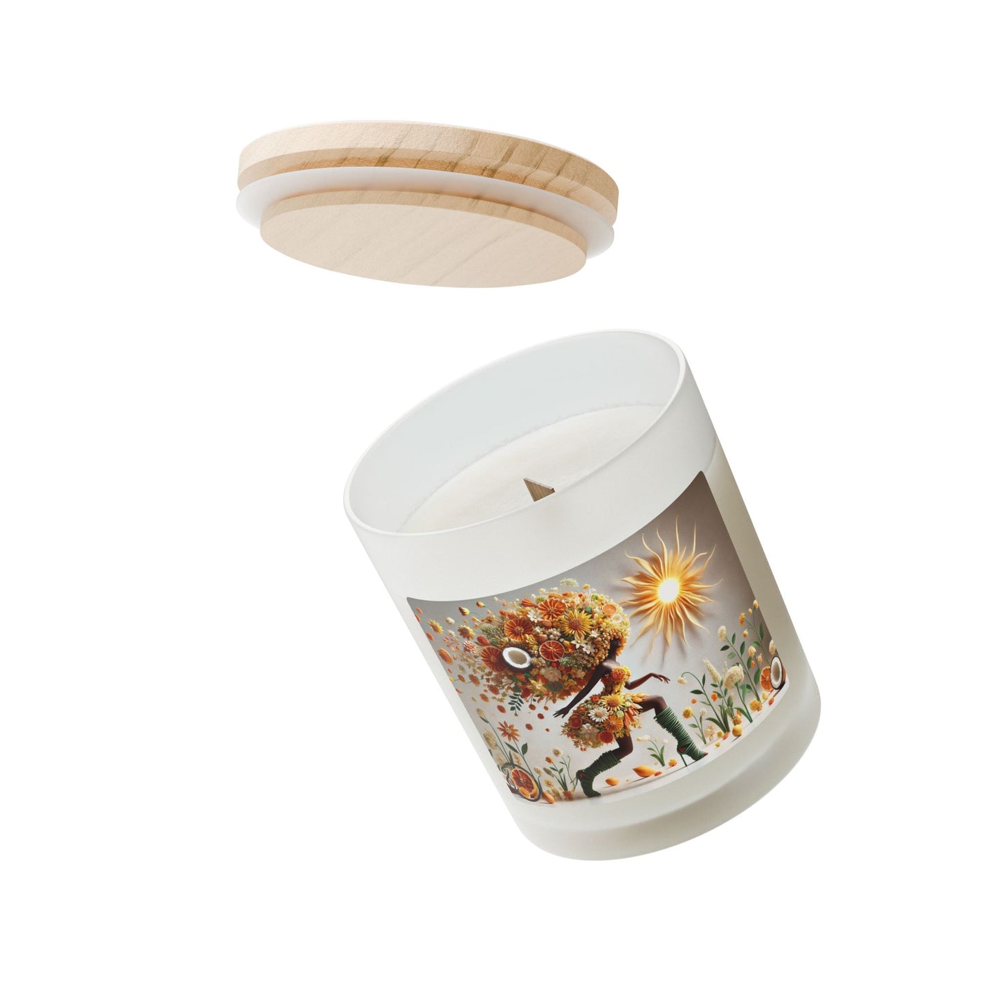 Just Bloom Frosted Glass Candle with Wooden Crackling Wick, 11oz