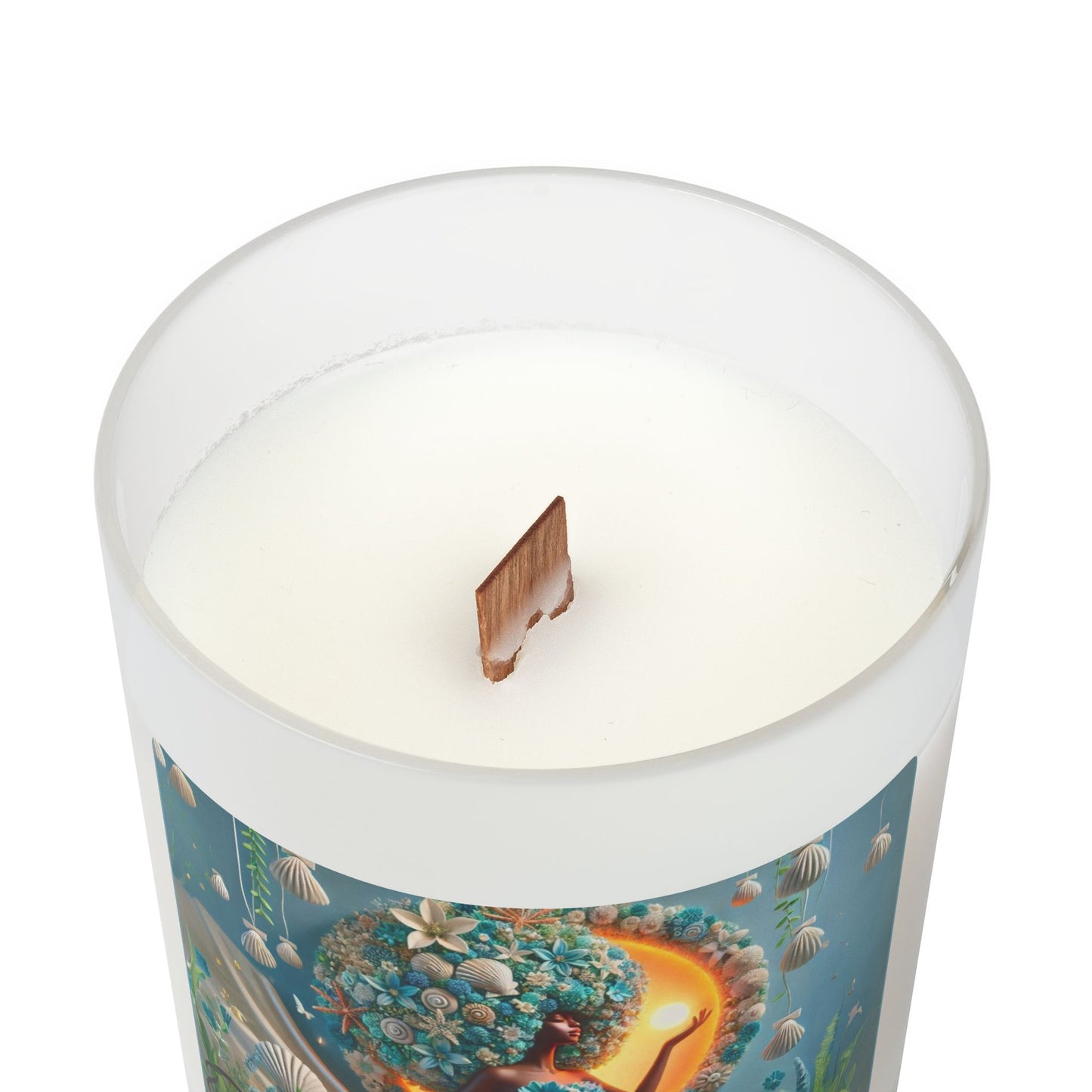 Just Bloom Frosted Glass Candle with Wooden Crackling Wick, 11oz