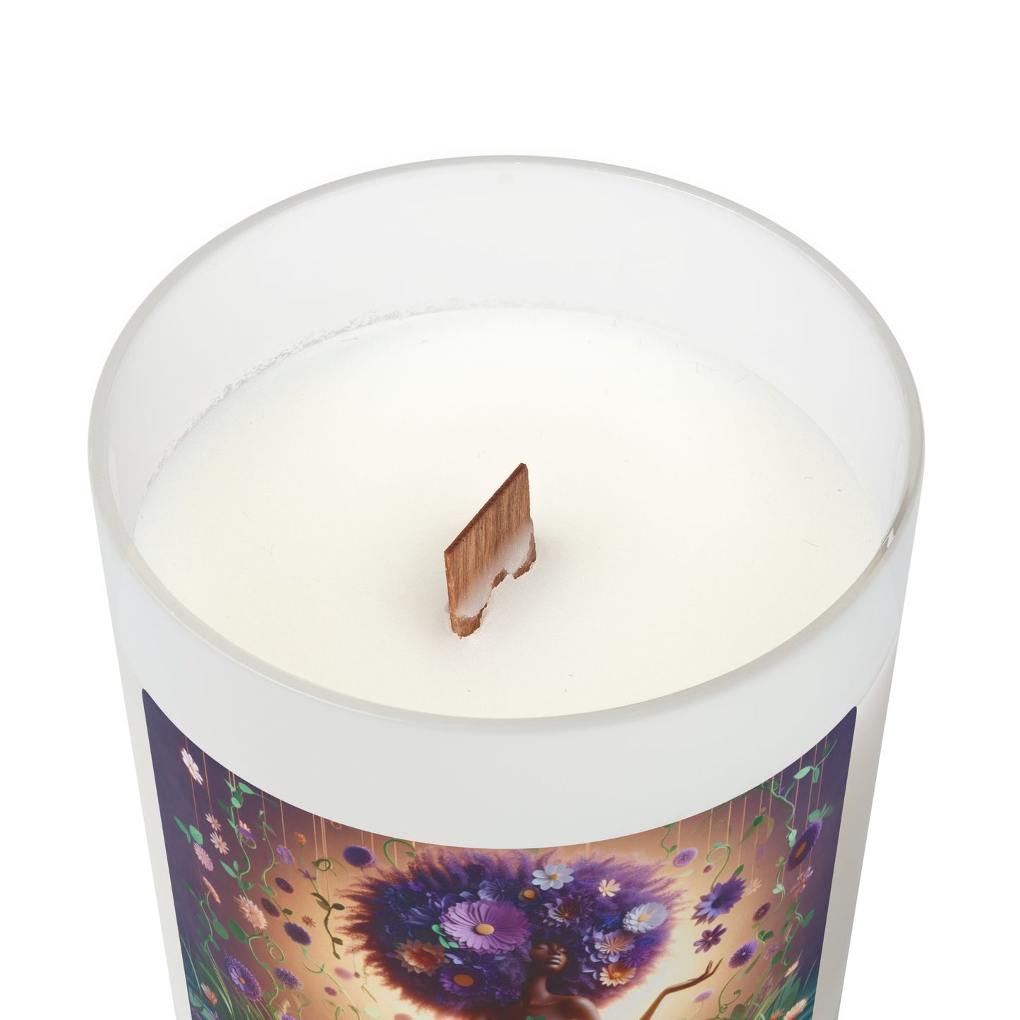 Just Bloom Frosted Glass Candle with Wooden Crackling Wick, 11oz