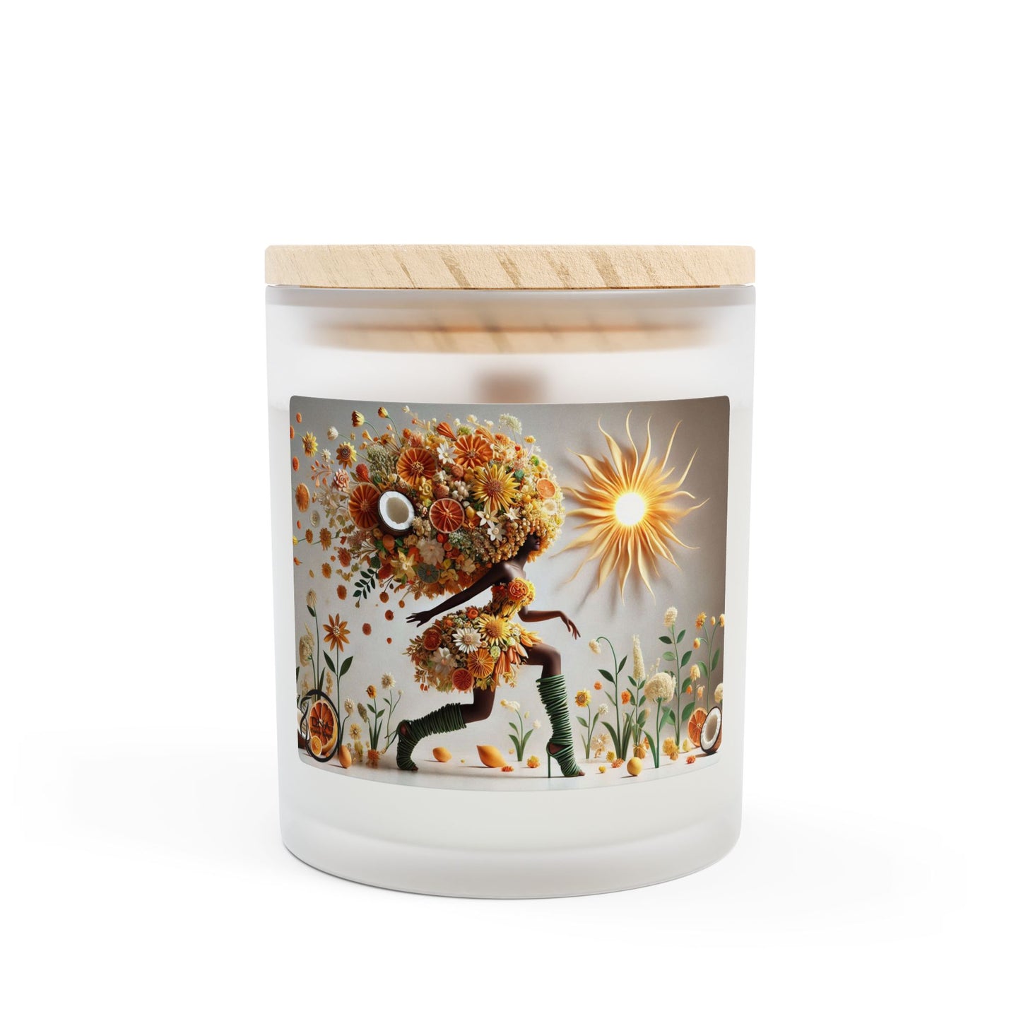 Just Bloom Frosted Glass Candle with Wooden Crackling Wick, 11oz