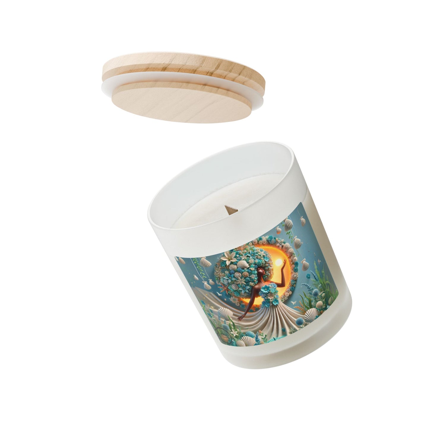 Just Bloom Frosted Glass Candle with Wooden Crackling Wick, 11oz