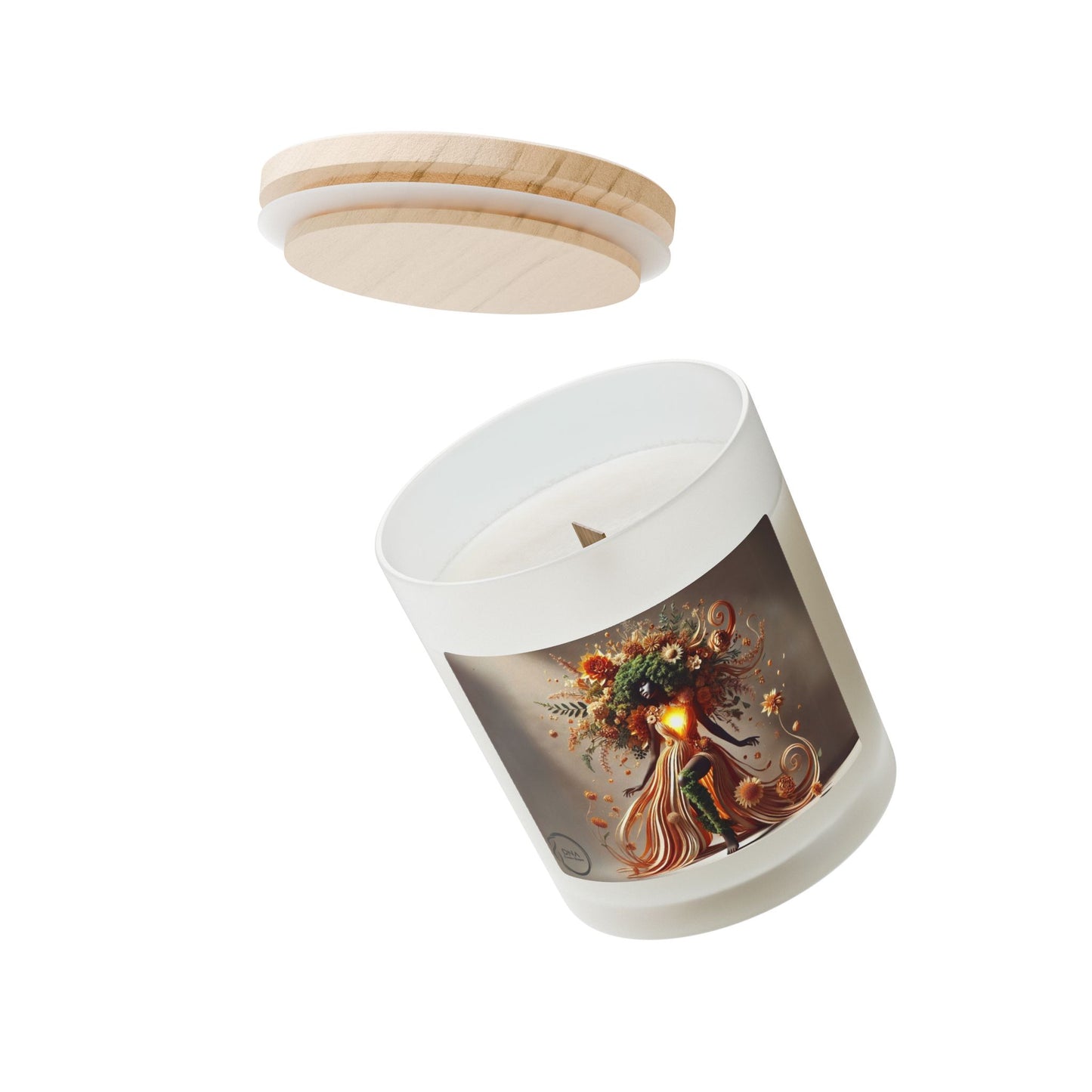 Just Bloom Frosted Glass Candle with Wooden Crackling Wick, 11oz