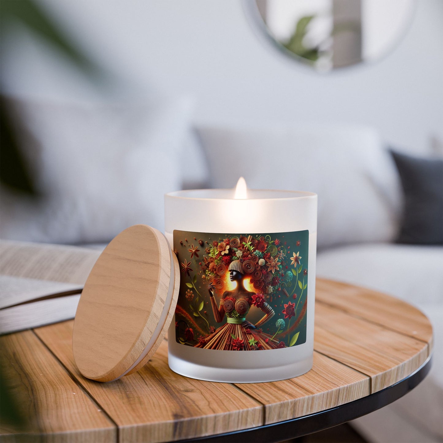 Just Bloom Frosted Glass Candle with Wooden Crackling Wick, 11oz