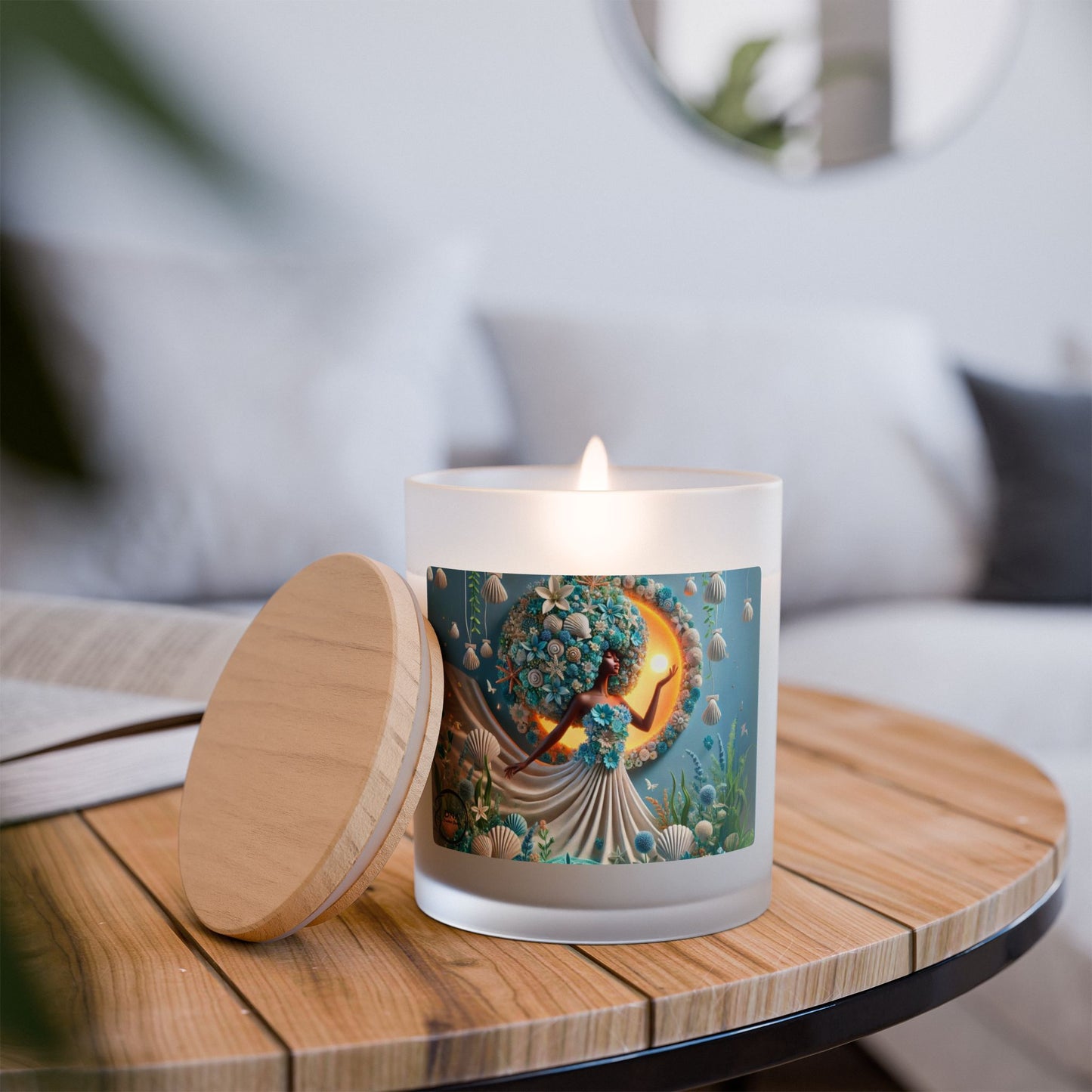 Just Bloom Frosted Glass Candle with Wooden Crackling Wick, 11oz