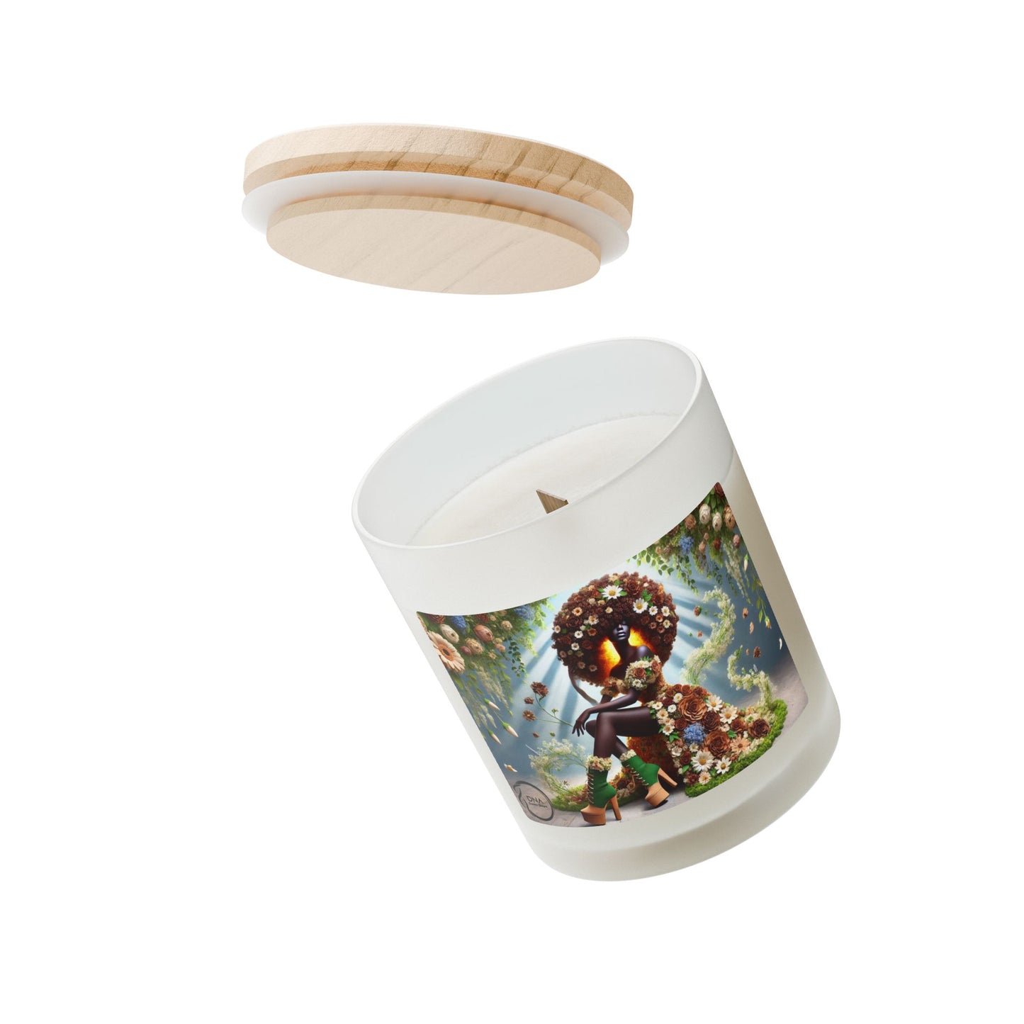 Just Bloom Frosted Glass Candle with Wooden Crackling Wick, 11oz