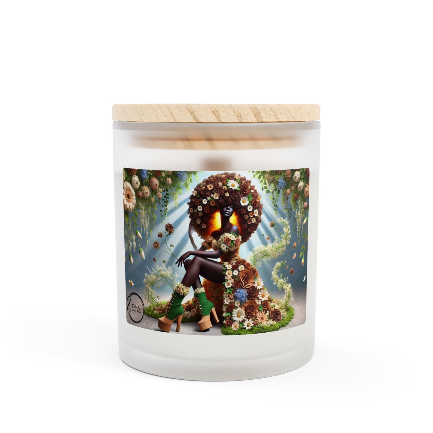 Just Bloom Frosted Glass Candle with Wooden Crackling Wick, 11oz