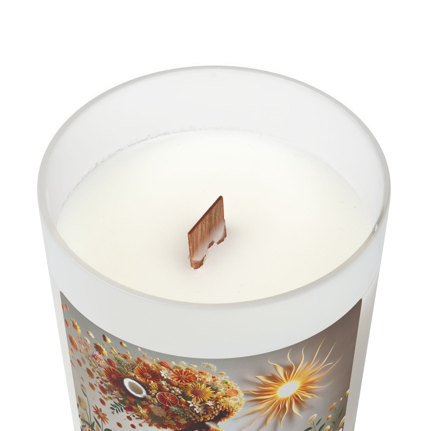 Just Bloom Frosted Glass Candle with Wooden Crackling Wick, 11oz