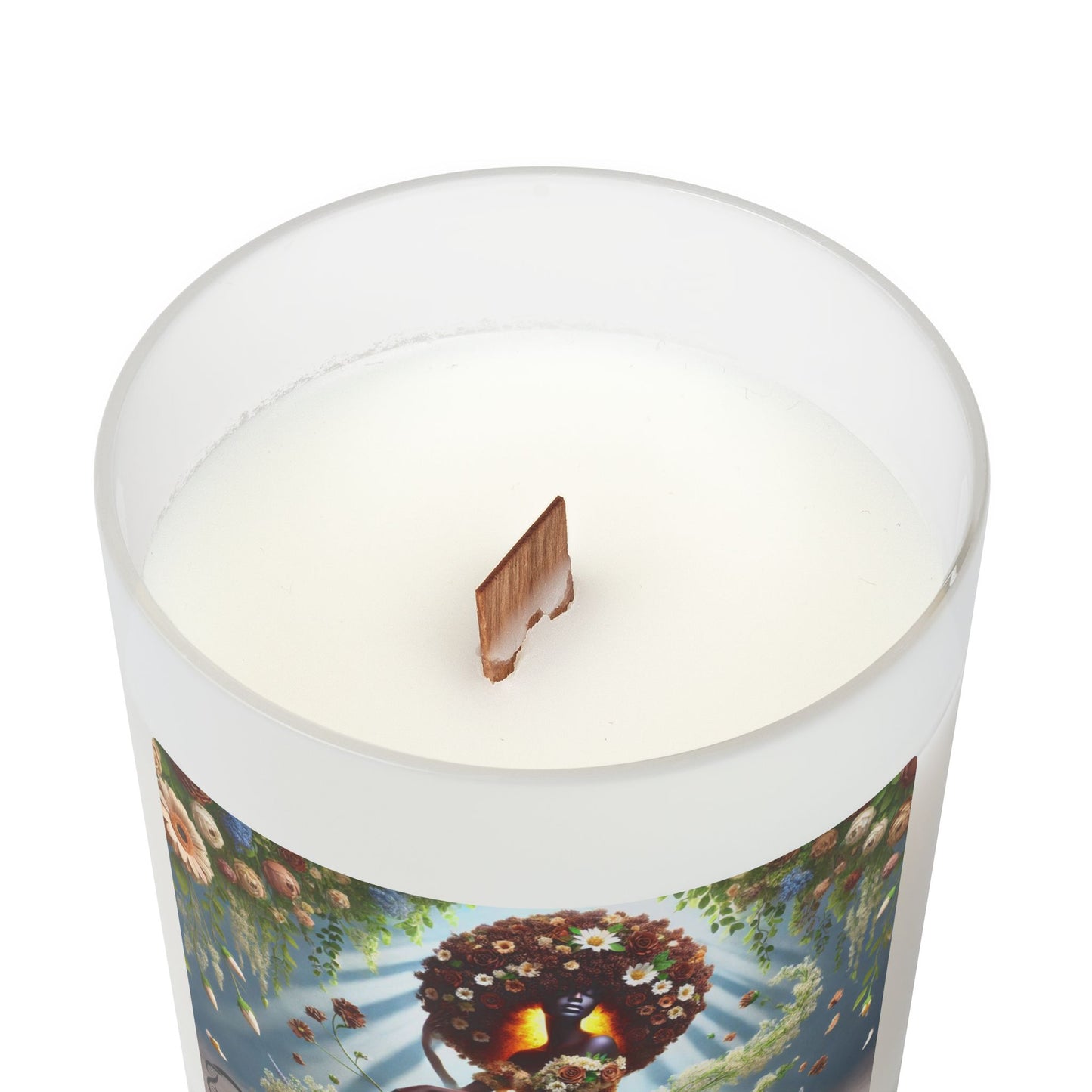 Just Bloom Frosted Glass Candle with Wooden Crackling Wick, 11oz