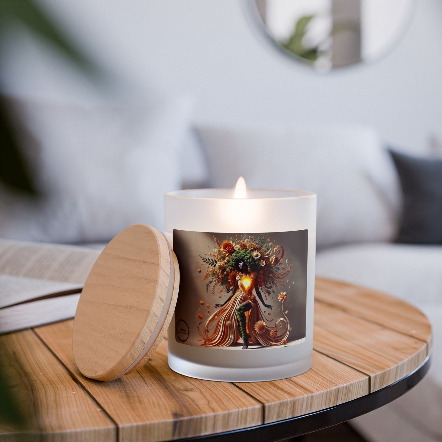 Just Bloom Frosted Glass Candle with Wooden Crackling Wick, 11oz